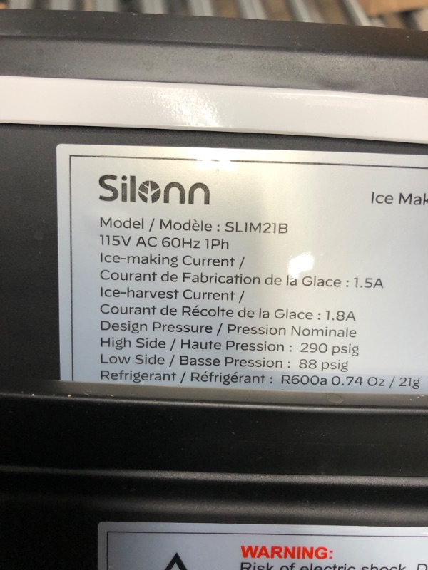 Photo 1 of Silonn Ice Maker Countertop, Portable Ice Machine with Carry Handle, Self-Cleaning Ice Makers with Basket and Scoop, 9 Cubes in 6 Mins, 26 lbs per Day, Ideal for Home, Kitchen, Camping, RV Balck
