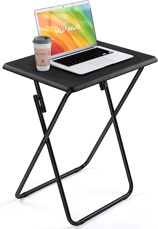 Photo 1 of HUANUO Folding TV Tray Table -Stable Tray Table with No Assembly Required, TV Dinner Tray for Eating, Foldable Snack Tables for Bed & Sofa (Black)
