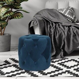 Photo 1 of Adeco Tufted Round Ottoman - Upholstered Ottoman Footstool Foot Rest
