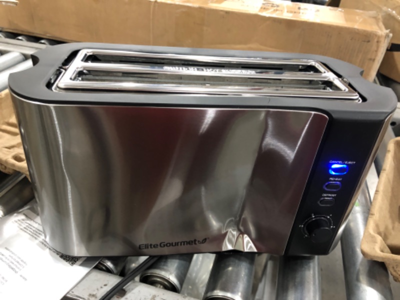 Photo 2 of (DENTED/CRACKED FRONT) Elite Gourmet Platinum ECT-3100# Cool Touch Long Slot Toaster with Extra Wide 1.25" Slots for Bagels