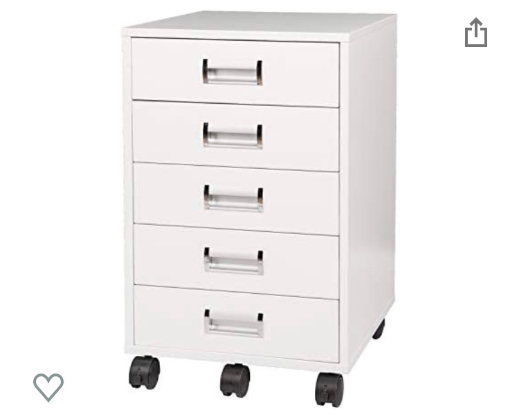 Photo 1 of TOPSKY 5 Drawer Mobile Cabinet Fully Assembled Except Casters Built-in Handle (White)