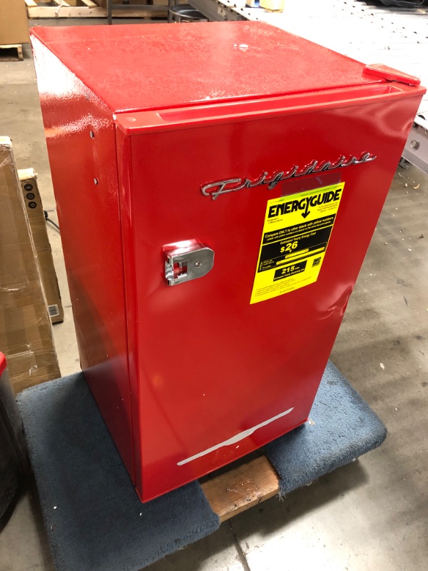 Photo 5 of (DENTED) Frigidaire 3.2 Cu. Ft. Retro Compact Refrigerator with Side Bottle Opener EFR376, Red