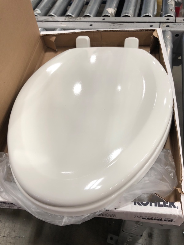 Photo 3 of (SCRATCHED LID) KOHLER Stonewood White Elongated Slow-Close Toilet Seat