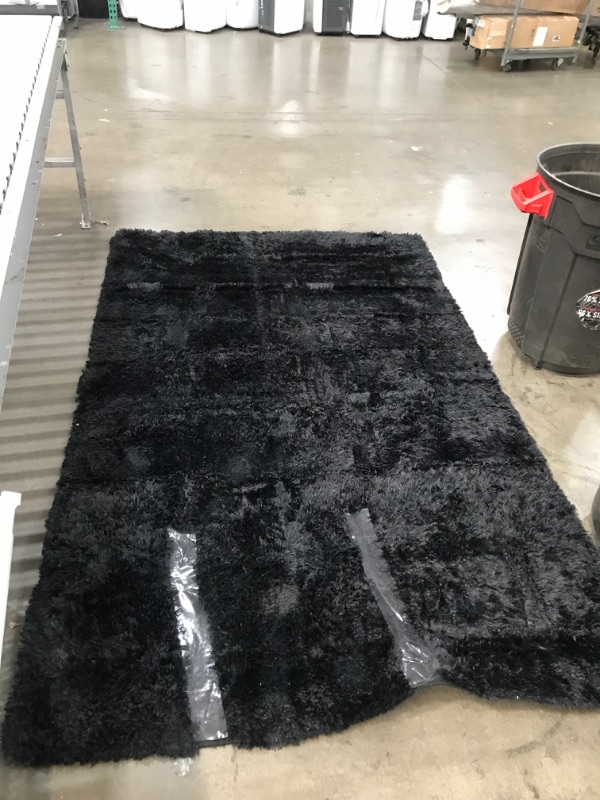 Photo 1 of 5'x8' black fur rug