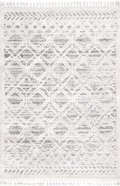 Photo 1 of  nuLOOM Ansley Moroccan Lattice Tassel Area Rug, 6' 7" x 9', Beige 