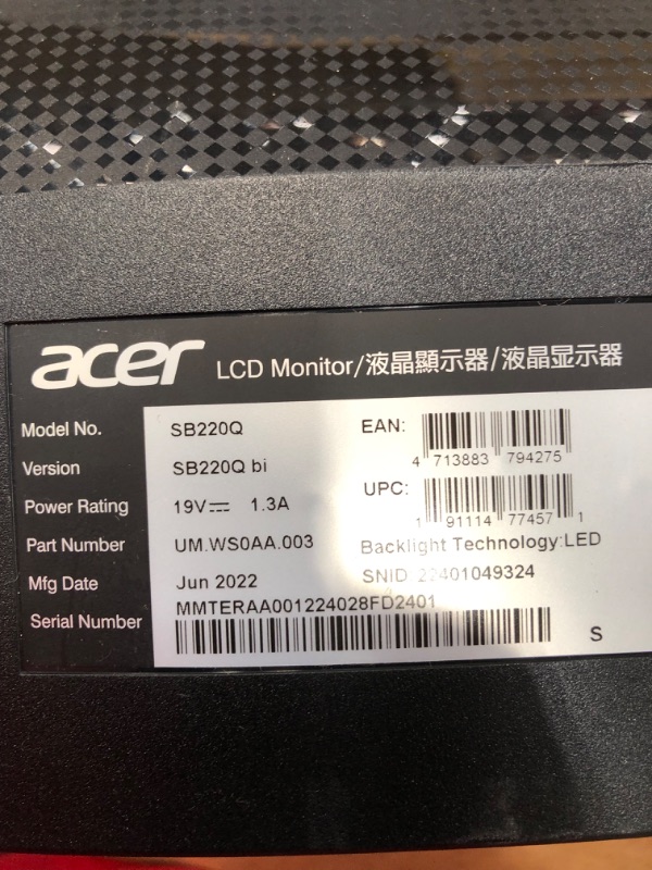 Photo 4 of Acer SB220Q bi 21.5 Inches Full HD (1920 x 1080) IPS Ultra-Thin Zero Frame Monitor (HDMI & VGA Port), Black
