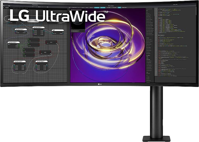 Photo 1 of LG 34WP88C-B 34-inch Curved 21:9 UltraWide QHD (3440x1440) IPS Display with Ergo Stand (Extend/Retract/Swivel/Height/Tilt), USB Type C (90W Power delivery), DCI-P3 95% Color Gamut with HDR 10
