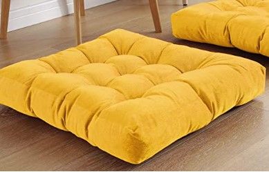 Photo 1 of 30X30 INCH  Soft Thicken Yoga Meditation Cushion Pouf Tufted Corduroy Tatami Floor Pillow Reading Cushion Chair Pad Casual Seating for Adults & Kids, Yellow