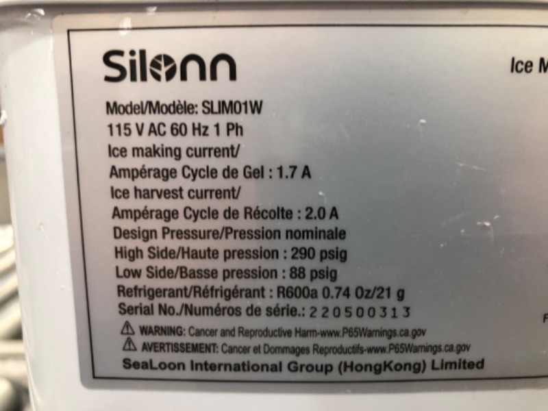 Photo 2 of *NONFUNCTIONAL* Silonn Ice Makers Countertop 9 Bullet Ice Cubes Ready in 6 Minutes, 26lbs in 24Hrs Portable Ice Maker Machine Self-Cleaning, 2 Sizes of Bullet-Shaped Ice for Home Kitchen Office Bar Party, White
