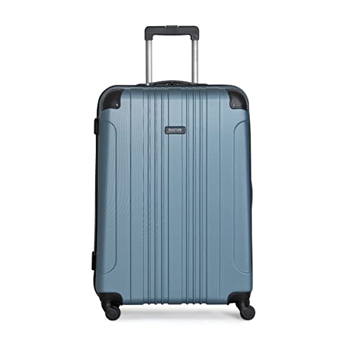 Photo 1 of Kenneth Cole Reaction Out of Bounds Luggage Collection Lightweight Durable Hardside 4-Wheel Spinner Travel Suitcase Bags, Granite Blue, 28-Inch Checke
