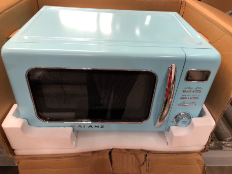 Photo 2 of 1.1 cu. ft. Retro Countertop Microwave in Blue