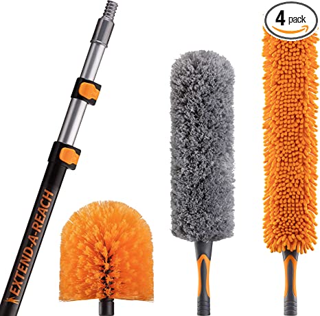 Photo 1 of 20 Foot High Reach Duster Kit with 5-12 ft Extension Pole // High Ceiling Duster Cleaning Kit with Telescopic Pole // Cobweb Duster // Feather Duster and Ceiling Fan Duster // The Ultimate Dusting Kit
