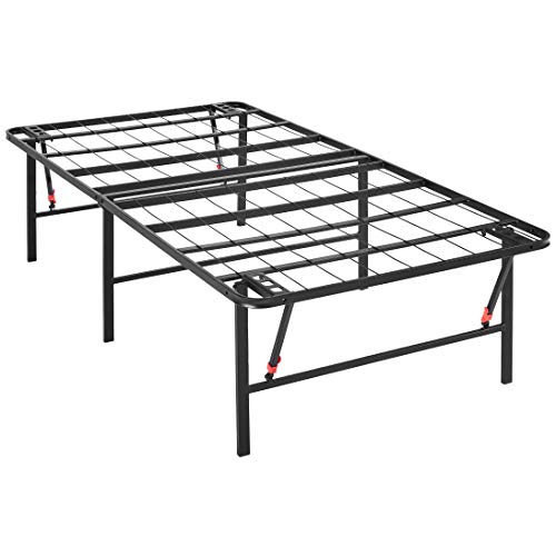 Photo 1 of Amazon Basics Foldable, 18" Black Metal Platform Bed Frame with Tool-Free Assembly, No Box Spring Needed - Twin.
