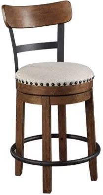 Photo 1 of **MINOR DAMAGE FROM SHIPPING**MISSING HARDWARE** Signature Design by Ashley Valebeck Rustic Farmhouse 24.5” Counter Height Swivel Bar Stool, Brown
