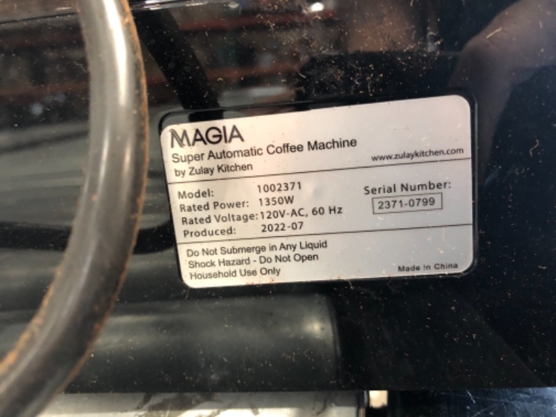 Photo 4 of **MISSING PARTS* MINOR DAMAGE*  Zulay Magia Super Automatic Coffee Espresso Machine - Durable Automatic Espresso Machine With Grinder - Espresso Coffee Maker With Easy To Use 7” Touch Screen, 20 Coffee Recipes, 10 User Profiles
