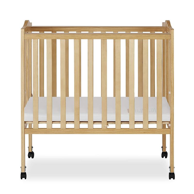Photo 1 of **MISSING HARDWARE* MINOR DAMAGE* Dream On Me 2-in-1 Lightweight Folding Portable Stationary Side Crib in Natural, Greenguard Gold Certified
