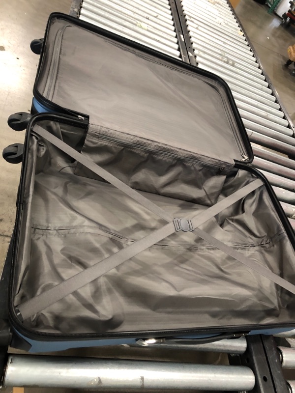 Photo 3 of **MINOR CRACK ON BOTTOM** Kenneth Cole Reaction Renegade 24” Check Size Expandable Luggage Lightweight Hardside 8-Wheel Spinner Travel Suitcase Bag, Granite Blue, inch
