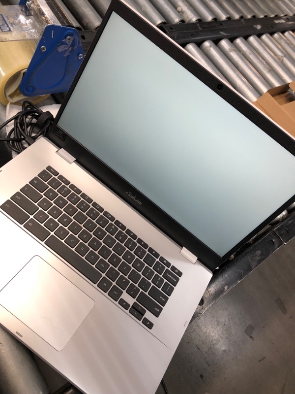 Photo 2 of **TESTED**
ASUS Chromebook CX1, 15.6" Full HD NanoEdge Display, Intel Celeron N3350 Processor, 64GB EMMC Storage, 8GB RAM, Chrome OS, Transparent Silver, CX1500C
