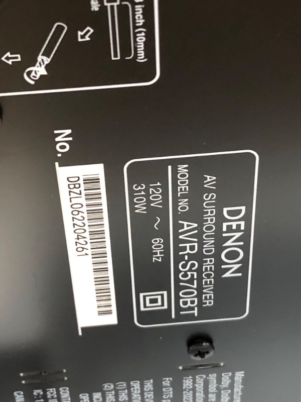 Photo 8 of Denon AVR-S570BT 5.2 Channel HT Receiver
