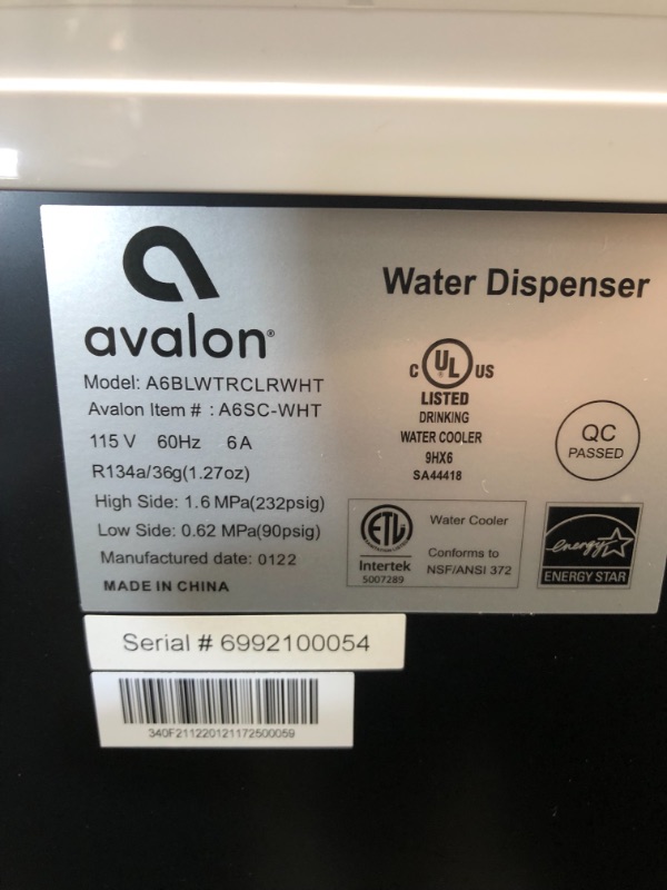 Photo 5 of Avalon A6 Touchless Bottom Loading Water Cooler Dispenser - Hot & Cold Water, Child Safety Lock, Innovative Slim Design, Holds 3 or 5 Gallon Bottles - UL/Energy Star Approved
