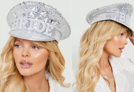 Photo 1 of BRIDE SILVER SEQUIN FESTIVAL TRUCKER HAT
