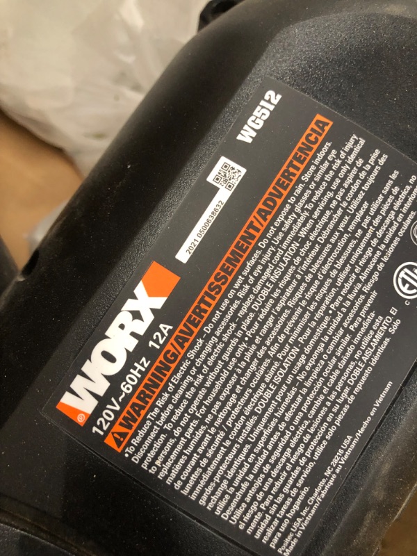 Photo 3 of ***PARTS ONLY*** WORX WG509 12 Amp TRIVAC 3-in-1 Electric Leaf Blower with All Metal Mulching System