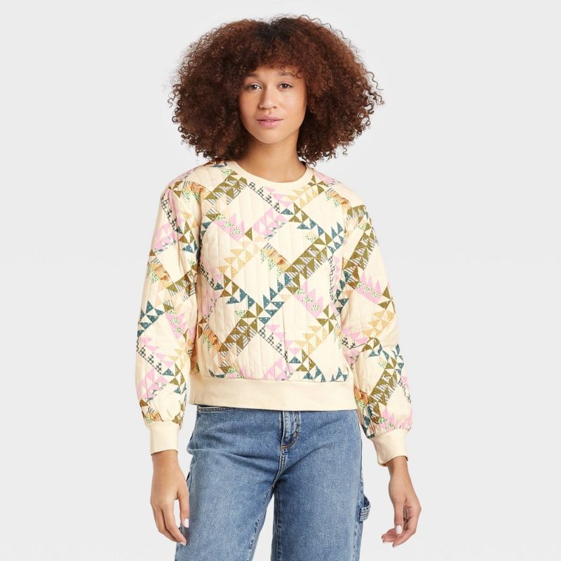 Photo 1 of 10 assorted sized sweaters  Women's Quilted Pullover Sweatshirt - Universal Thread