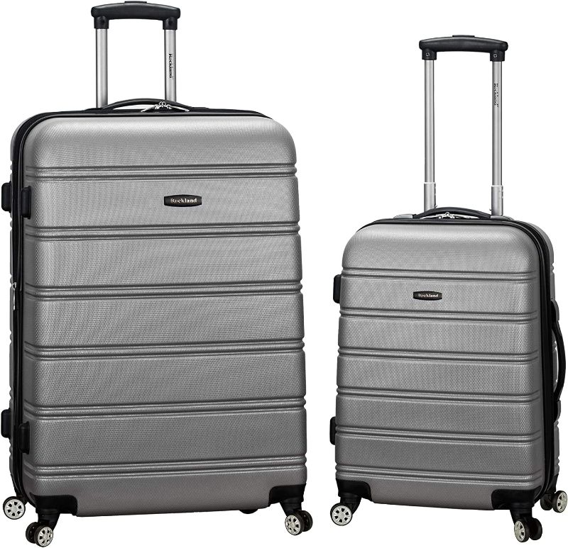 Photo 1 of Rockland Melbourne Hardside Expandable Spinner Wheel Luggage, Silver, 2-Piece Set (20/28)
