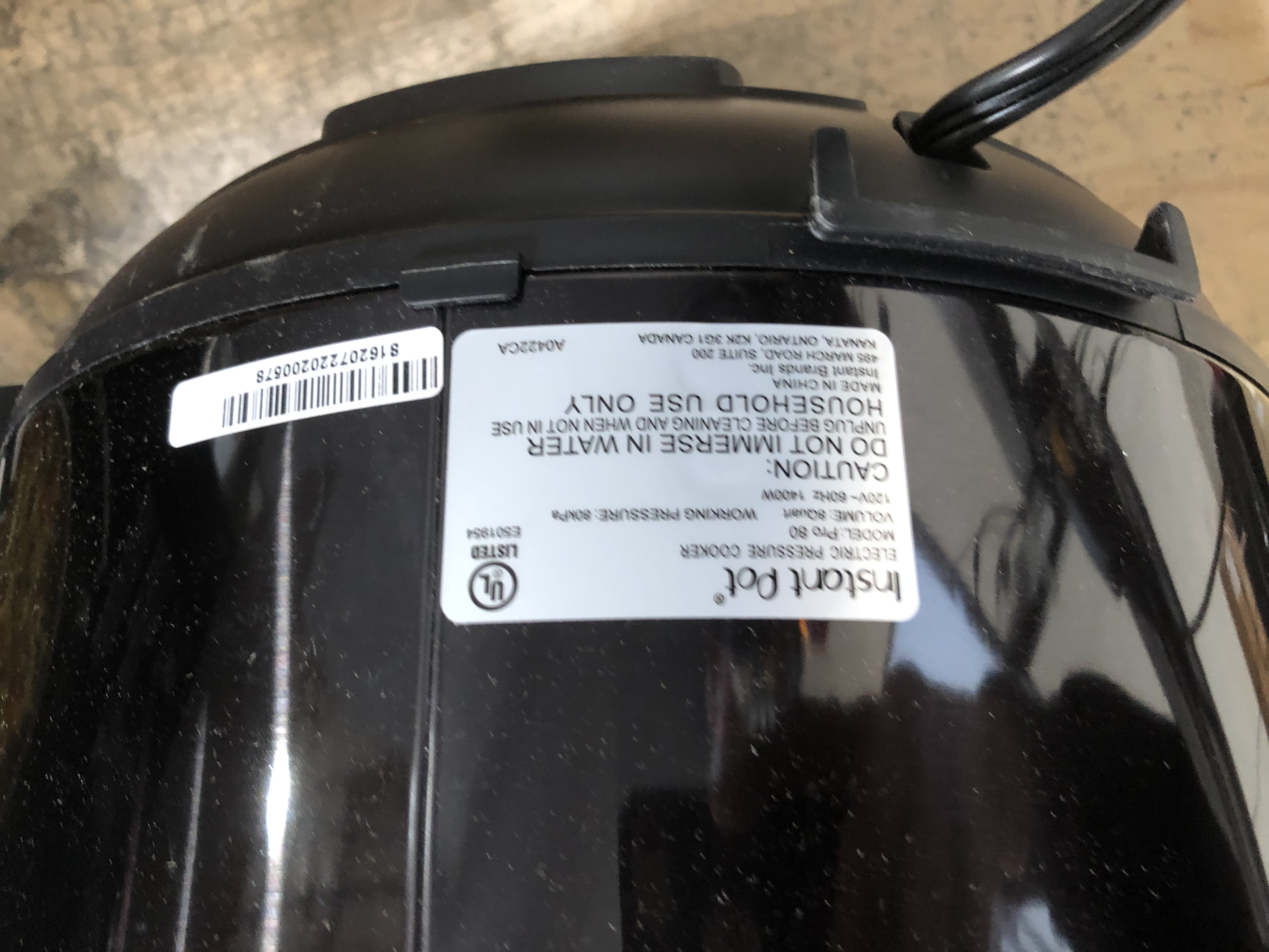 Photo 4 of Instant Pot 8 Quart Pro Electric Pressure Cooker, One Size , Black
**missing parts 