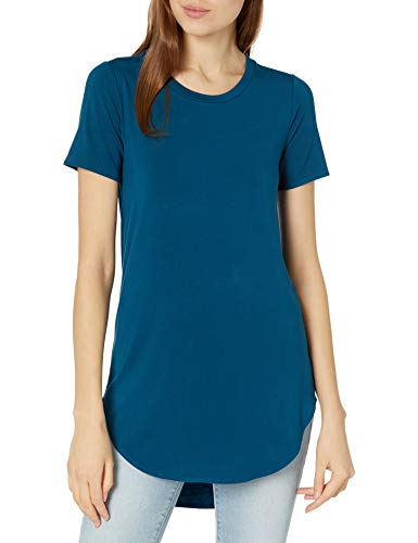 Photo 1 of size xl----Daily Ritual Women's Jersey Standard-Fit Short-Sleeve Open Crewneck Tunic, Deep Blue, X-Large
