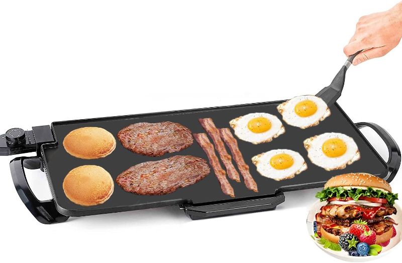 Photo 1 of 24-Inch Extra-Large Nonstick Electric Griddle - Removable Plate, Cool-Touch Removable Handles and Slide-Out Drip Tray, for 12 Pancakes Eggs at Once
