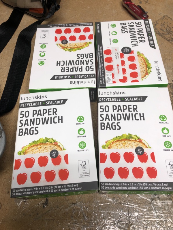 Photo 2 of 4pcks of Lunchskins Recyclable & Sealable Paper Sandwich Bags - Apple - 50ct

