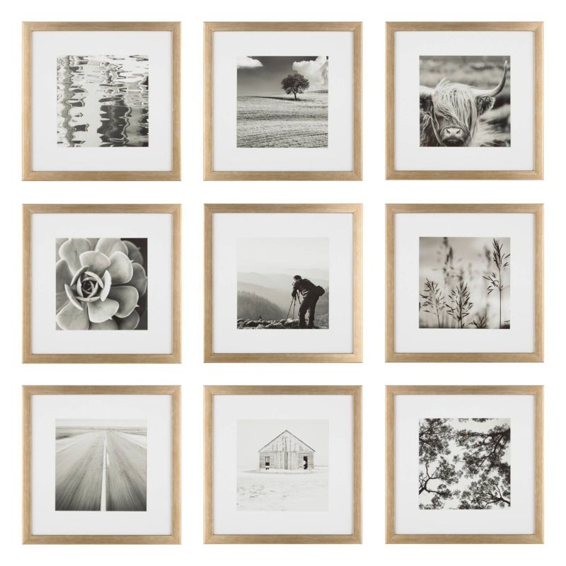 Photo 1 of (Set of 9) 12" X 12" Gallery Grid Kit Gold - Instapoints
