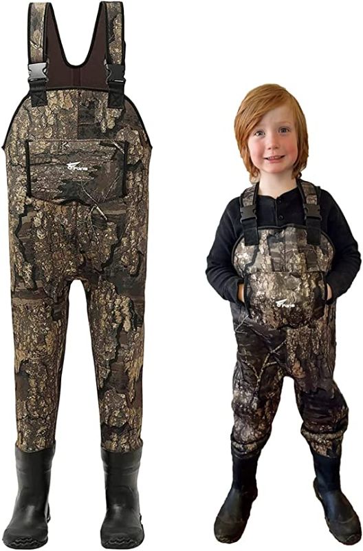 Photo 1 of 8 Fans Kids Chest Waders with Boots,Neoprene Waterproof Youth Waders Insulated Toddler Hunting & Fishing Waders size 6/7