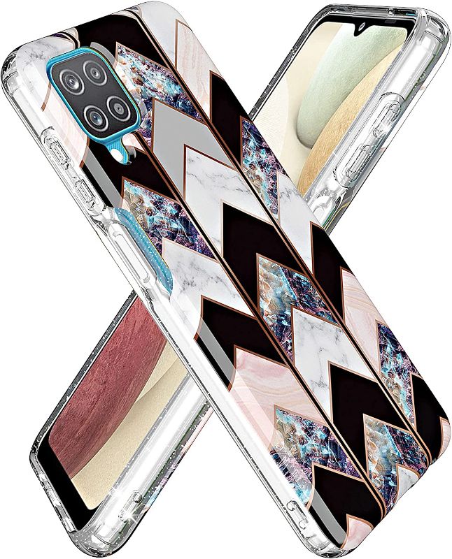 Photo 1 of 
BAISRKE Galaxy A12 Case, Samsung A12 Shiny Rose Gold Wave Geometric Marble Case Shockproof Clear Gradient Soft TPU Cover Phone for Galaxy A12 6.5"