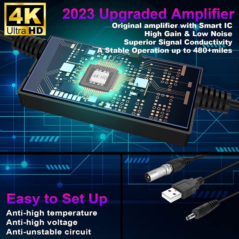 Photo 2 of 2023 TV Antenna Smart Digital HD Indoor Amplifier 480+ Miles Range - Powerful Outdoor Signal Booster Support 8K 4K 1080p Fire Stick and All TV's Local...
