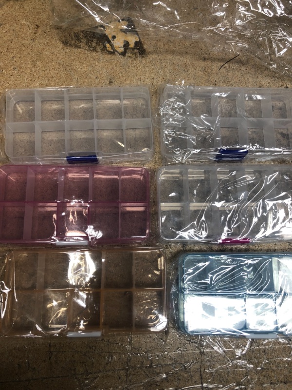 Photo 1 of 6 pcs Adjustable Clear Plastic Jewelry Craft Beads fishing hook Small Accessories Multipurpose Organizer visually adjustable clearly storage box