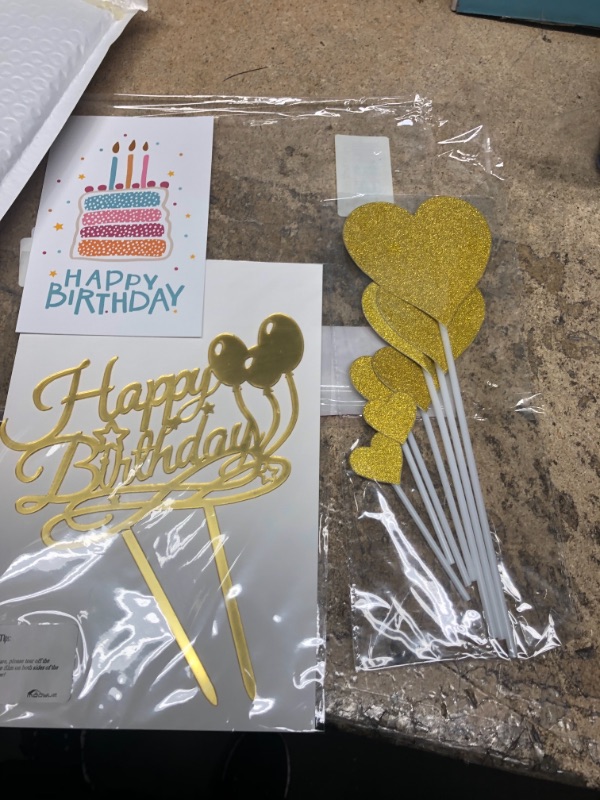 Photo 3 of  Happy Birthday Cake Toppers Gold glitter letters"happy birthday"and love star,Party decor Decorations,Set of 7