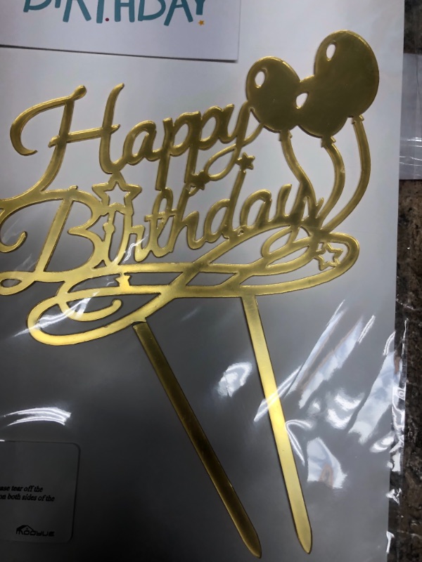 Photo 2 of  Happy Birthday Cake Toppers Gold glitter letters"happy birthday"and love star,Party decor Decorations,Set of 7