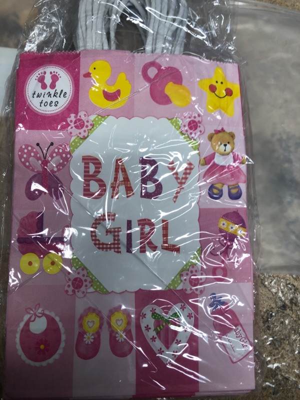 Photo 2 of Baby Shower Paper Gift Bags for Girl with - 12 Pack  Baby Girl Bags with12 BABY GIRL DIFFERENT DESIGN