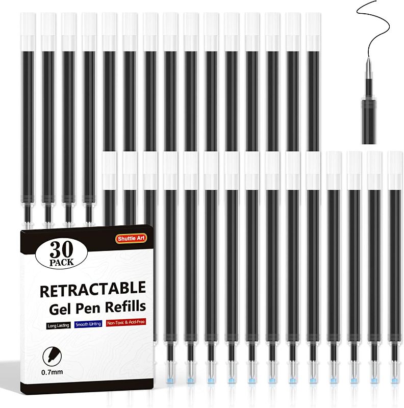 Photo 1 of 
Shuttle Art Retractable Gel Pen Refills, 12Pack Black Rollerball Gel Ink Pens Refills, Bulk Set, 0.7mm Fine Point for Writing Journaling Taking Notes...
Color:Black