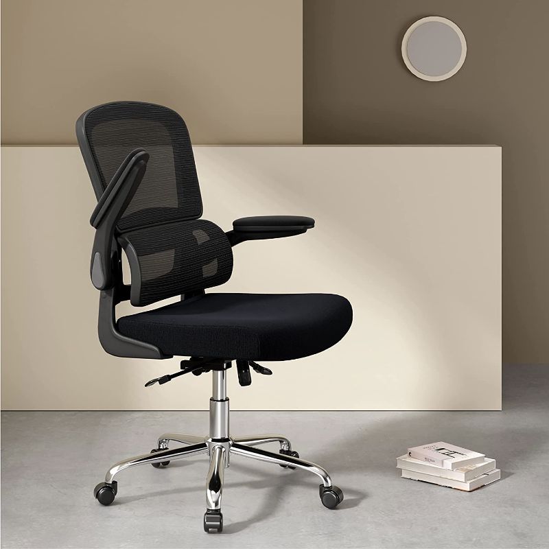 Photo 1 of Logicfox Ergonomic Office Chair, Breathable Mesh Chair with Adjustable Height, Computer Chair with a Double Lumbar Support and Flip-up Arms, Home Office Desk Chair with 90°-130° Tilt Function
