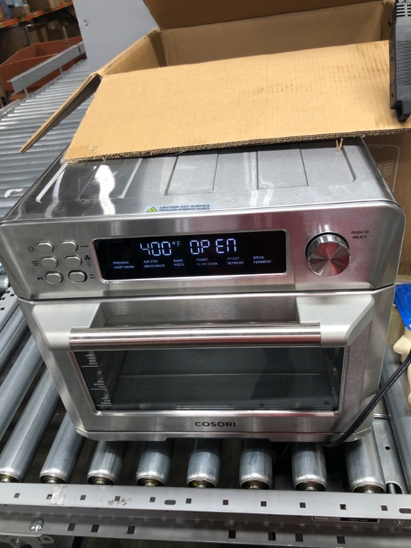 Photo 2 of ***DOOR SENSOR FAULTY*** COSORI Air Fryer Toaster Oven Combo, 12-in-1 Convection Ovens Countertop, Stainless Steel, Smart, 6-Slice Toast, 12-inch Pizza, with Bake, Roast, Broil, 75 Recipes&Accessories Tray, Basket, 26.4QT
