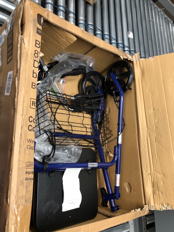 Photo 2 of ***PARTS ONLY*** Medline Steel Rollator Walker with 8 inch Wheels, Folding Rollator, Adjustable Arms, Supports Up to 300 lbs, Blue Frame