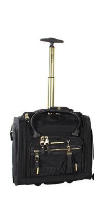 Photo 1 of Steve Madden Designer 15 Inch Carry on Suitcase- Small Weekender Overnight Business Travel Luggage- Lightweight 2- Rolling Spinner Wheels Under Seat Bag for Women (Peek-A-Boo Black)
