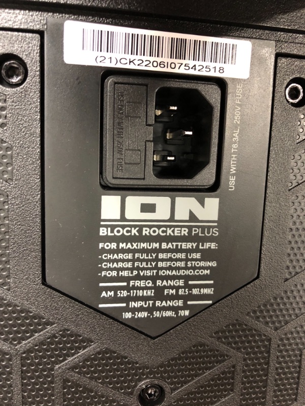 Photo 4 of Ion Audio Block Rocker Plus 100W Portable Speaker, Battery Powered with Bluetooth, Microphone & Cable, Am