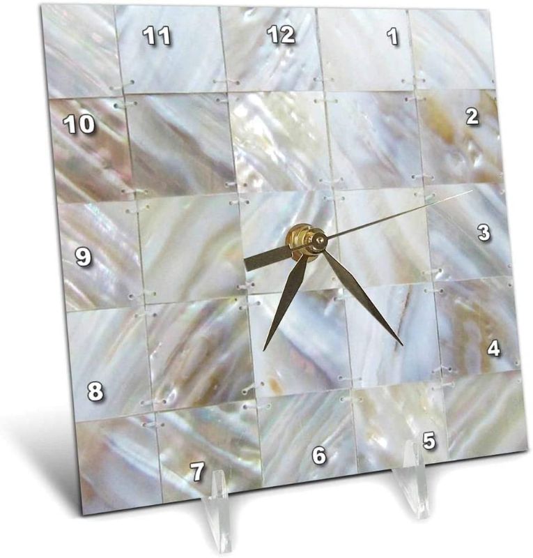 Photo 2 of 3dRose dc_50911_1 Picturing Mother of Pearl Desk Clock, 6 by 6"
