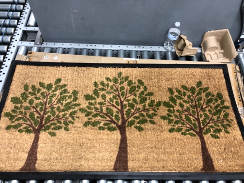 Photo 3 of A1HC Hand-Crafted Green/Beige 24 in. x 48 in. Rubber Coir Perfect & More Functional Double/Single Doormat
