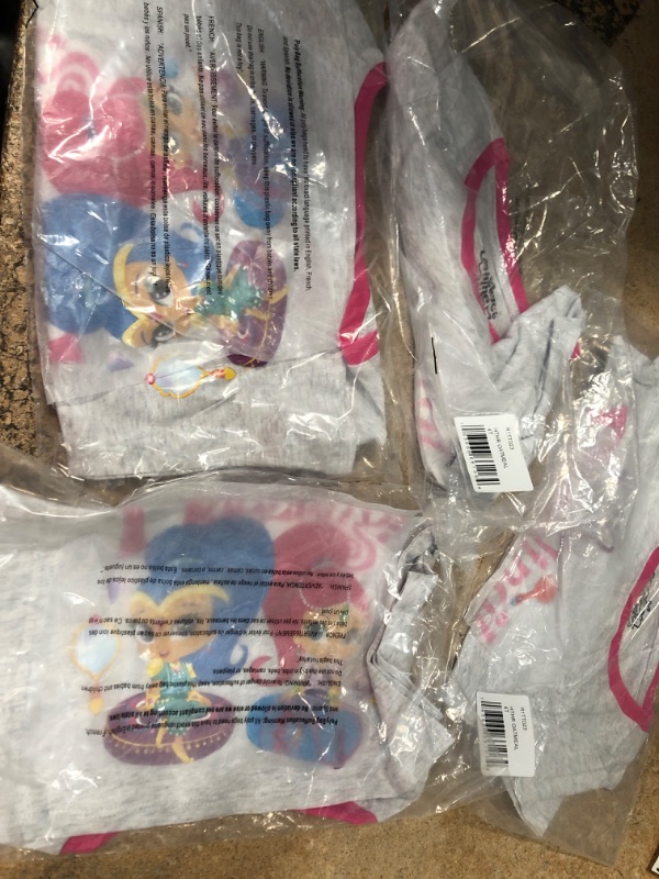 Photo 2 of **BUNDLE OF 4**  Shimmer and Shine Girls' Toddler Short Sleeve T-Shirt 4T Heather Oatmeal