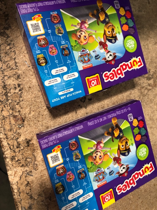 Photo 2 of **BUNDLE OF 2**  Funables Fruit Snacks, Paw Patrol Shaped Fruit Flavored Snacks, Pack of 10 0.8 ounce Pouches Paw Patrol 10 Count (Pack of 1) Best By: 07/2023